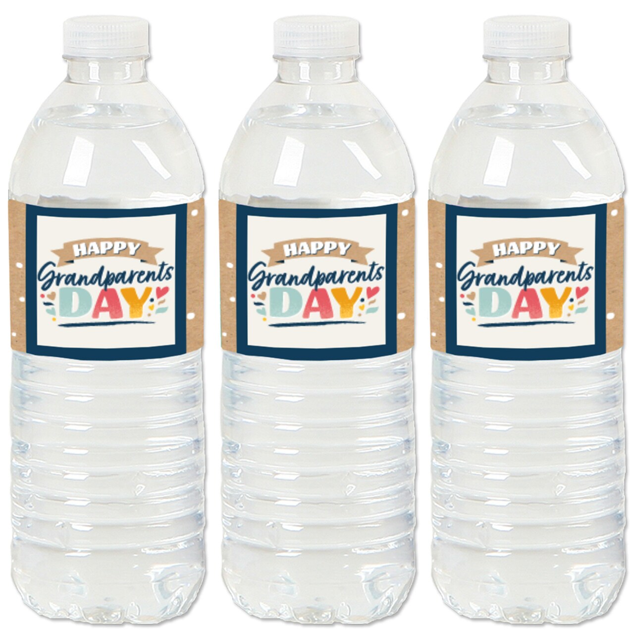 Big Dot of Happiness Happy Grandparents Day - Grandma & Grandpa Party Water Bottle Sticker Labels - Set of 20